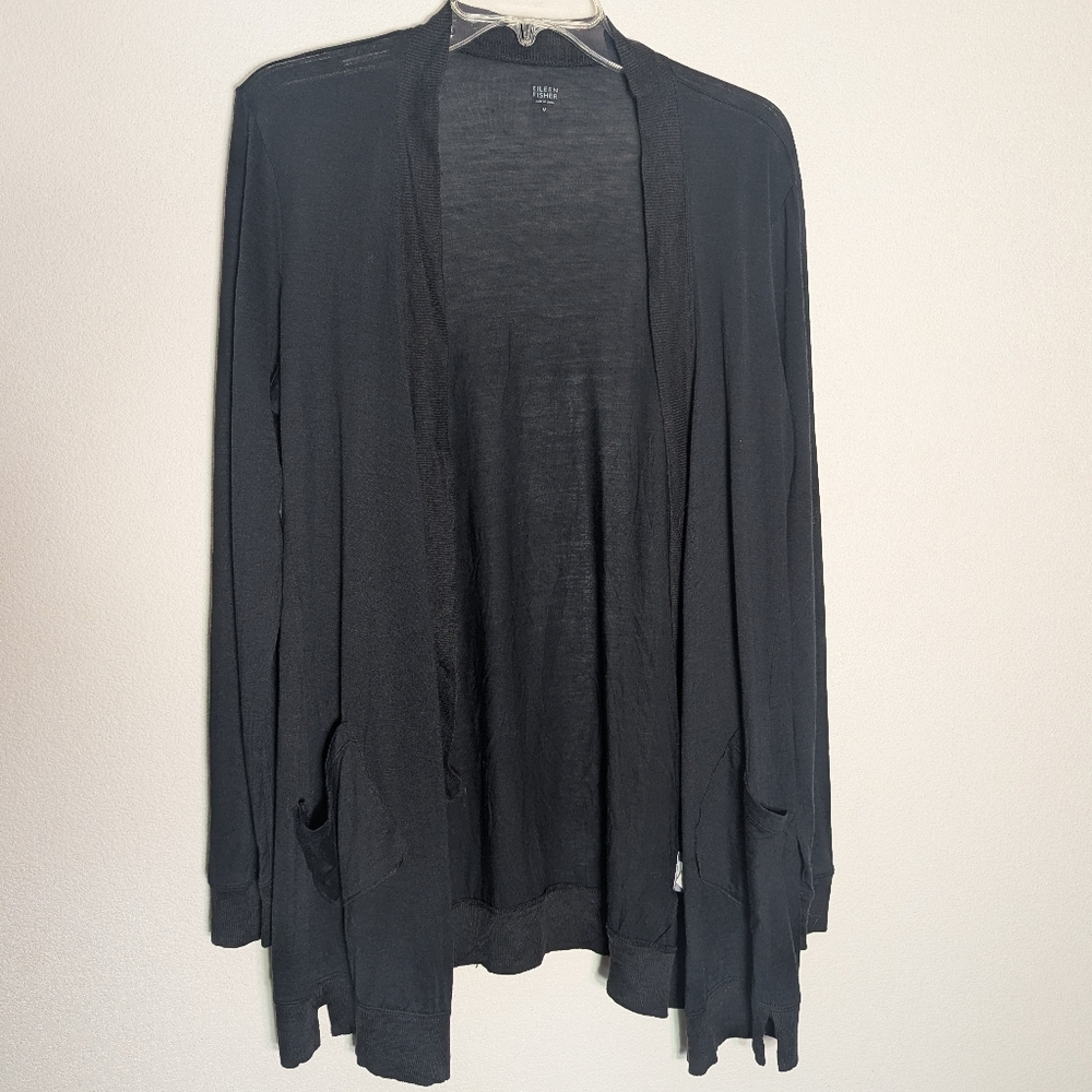 Eileen Fisher Women Cardigan Sweater Silk Cotton Lightweight Quiet Luxury Medium